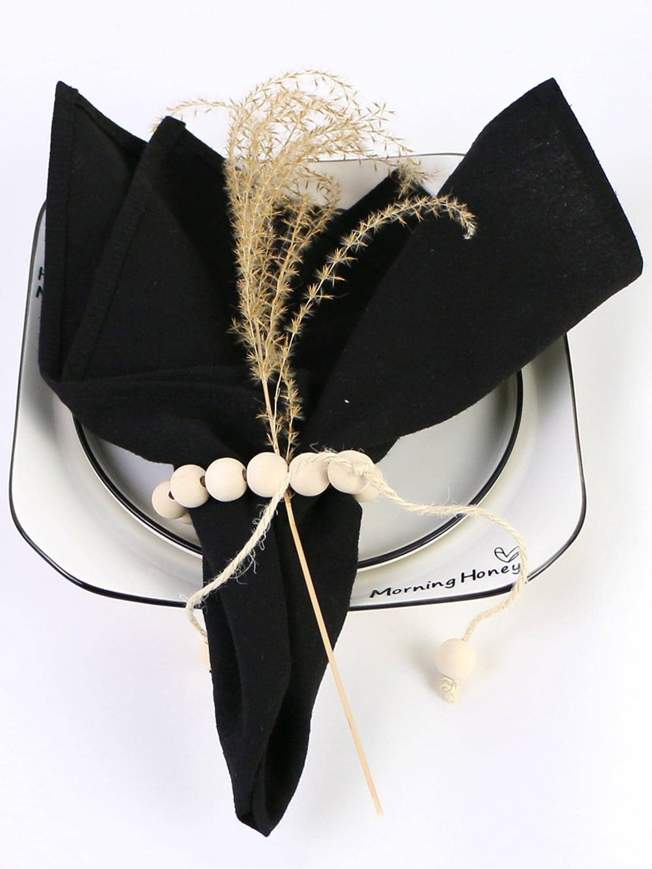 1 cái Khăn Ăn Bằng Vải Màu Trơn Màu Đen Khăn Ăn Hộ Gia Đình - màu đen - Xem 1