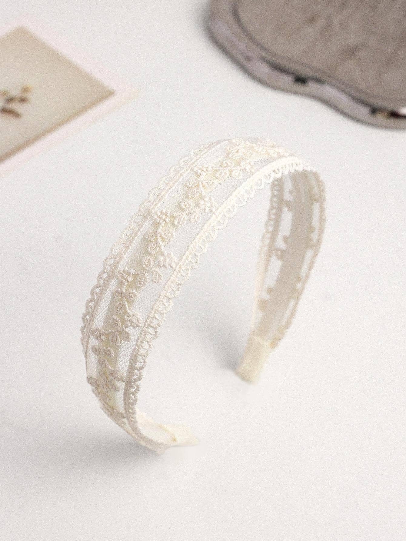 性感花卉刺绣发箍头饰 情人节礼物，发带，发箍头饰 发饰 头饰 - 米色 - 查看 1