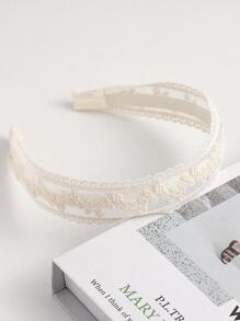 性感花卉刺绣发箍头饰 情人节礼物，发带，发箍头饰 发饰 头饰 - 米色 - 查看 2