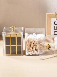 1 pieza transparente Maquillaje Caja de almacenamiento con Funda - Blanco - Ver 3