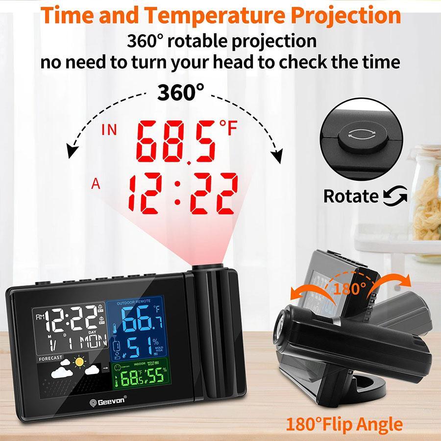 Geevon Projection Alarm Clock with Projection Focus,Wireless Indoor