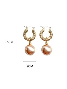 Bông tai thả ngọc trai giả - Vàng - Xem 6