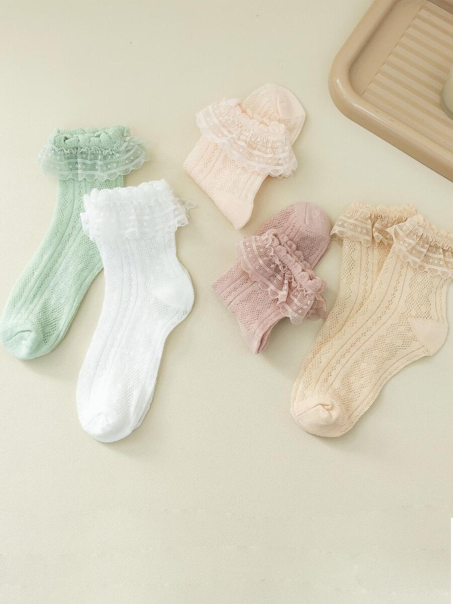 5 đôi Vớ trang trí xếp nếp cho bé gái - Nhiều màu - Xem 1