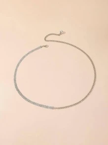 水鑽裝飾鏈條腰帶 - 銀色 - 查看 2