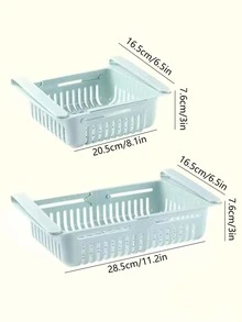 1pc PP Hanging Storage Basket, Creative Blue Multifunction Stretchable Kitchen Storage Basket For Refrigerator - Blue - View 6