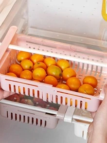 1 pieza PP colgante almacenamiento creativo rosado multifuncional elástico Almacenamiento de cocina Cesta para refrigerador