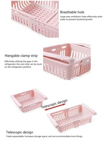 1 pieza PP colgante almacenamiento creativo rosado multifuncional elástico Almacenamiento de cocina Cesta para refrigerador