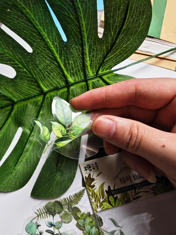 40pcs/pack Plant Stickers Pack, 2pcs Each Pattern, DIY Decor Materials