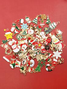 95 Chiếc Kết Hợp Ngẫu Nhiên Men Thời Trang Ông Già Noel Cây Giáng Sinh Nai Sừng Tấm Người Tuyết Tự Làm Mặt Dây Chuyền Cho Bông Tai Trang Sức Vòng Cổ Làm Phụ Kiện Trang Trí Giáng Sinh - Nhiều màu - Xem 3
