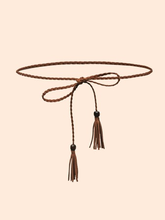 Cinturón de cuerda con decoración de borlas estilo bohemio, para verano, escuela, otoño, Halloween