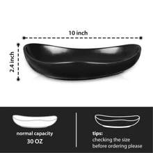 2pcs Pasta Sala Plates, 10 Inches Ceramic Serving Bowls, Shallow Wide Dishes Dinner Plates For Party, Microwave & Dishwasher Available - Black - View 2