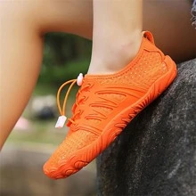 Men Drawstring Design Creek Shoes, Sport Orange Outdoor Mesh Sneakers - Orange - View 3