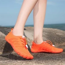 Men Drawstring Design Creek Shoes, Sport Orange Outdoor Mesh Sneakers - Orange - View 6
