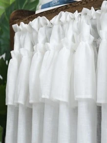 1 Chiếc Đồng Màu Ren Màn Trắng Polyester Đôi Cửa Màn Trang Trí Nhà Cửa - trắng - Xem 3