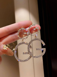 Rhinestone Letter Decor Drop Earrings