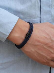 Pulsera trenzada minimalista, pulsera de supervivencia de doble capa, pulsera de como regalo para seres queridos - Azul Marino - Ver 3