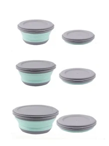 Cuenco Plegable Para Acampar, Material De Cocina, Dos Tonos, 3 Uds. - Verde - Ver 2