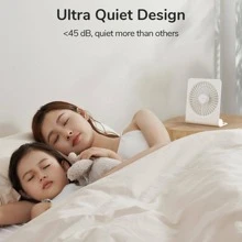 Small Desk Fan, Portable USB Rechargeable Fan, 160° Tilt Folding Personal Mini Fan with 4500mAh Battery, Strong Wind, Ultra Quiet, 4 Speed Modes for Office, Home, Camping - 白色 - 查看 4