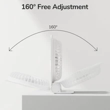 Small Desk Fan, Portable USB Rechargeable Fan, 160° Tilt Folding Personal Mini Fan with 4500mAh Battery, Strong Wind, Ultra Quiet, 4 Speed Modes for Office, Home, Camping - 白色 - 查看 3