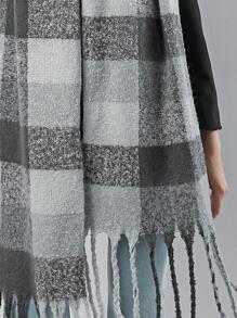 1pc Women Plaid Pattern Fashion Scarf For Daily Life Winter Fall - Grey - View 4