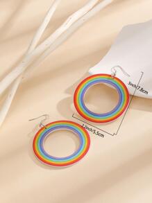 Bông tai hình tròn họa tiết sọc cầu vồng - Nhiều màu - Xem 4