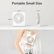 Small Desk Fan, Portable USB Rechargeable Fan, 160° Tilt Folding Personal Mini Fan with 4500mAh Battery, Strong Wind, Ultra Quiet, 4 Speed Modes for Office, Home, Camping - 白色 - 查看 6