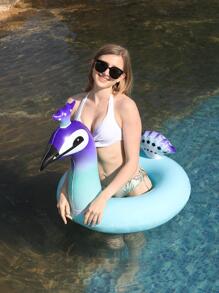 1pc Inflatable Peacock Shape Mint Blue PVC Pool Float, Beach & Pool Recreational Swimming Ring - Mint Blue - View 6