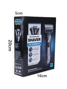 RASURADORA ELECTRICA PARA AFEITAR BARBA PARA HOMBRES KIT COMPLETO - Negro - Ver 3