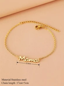 Aomogo 不锈钢手链字母妈妈吊坠链时尚饰品手链女士珠宝派对爱好者妈妈母亲礼物情人节、妈妈、母亲、母亲节、礼物