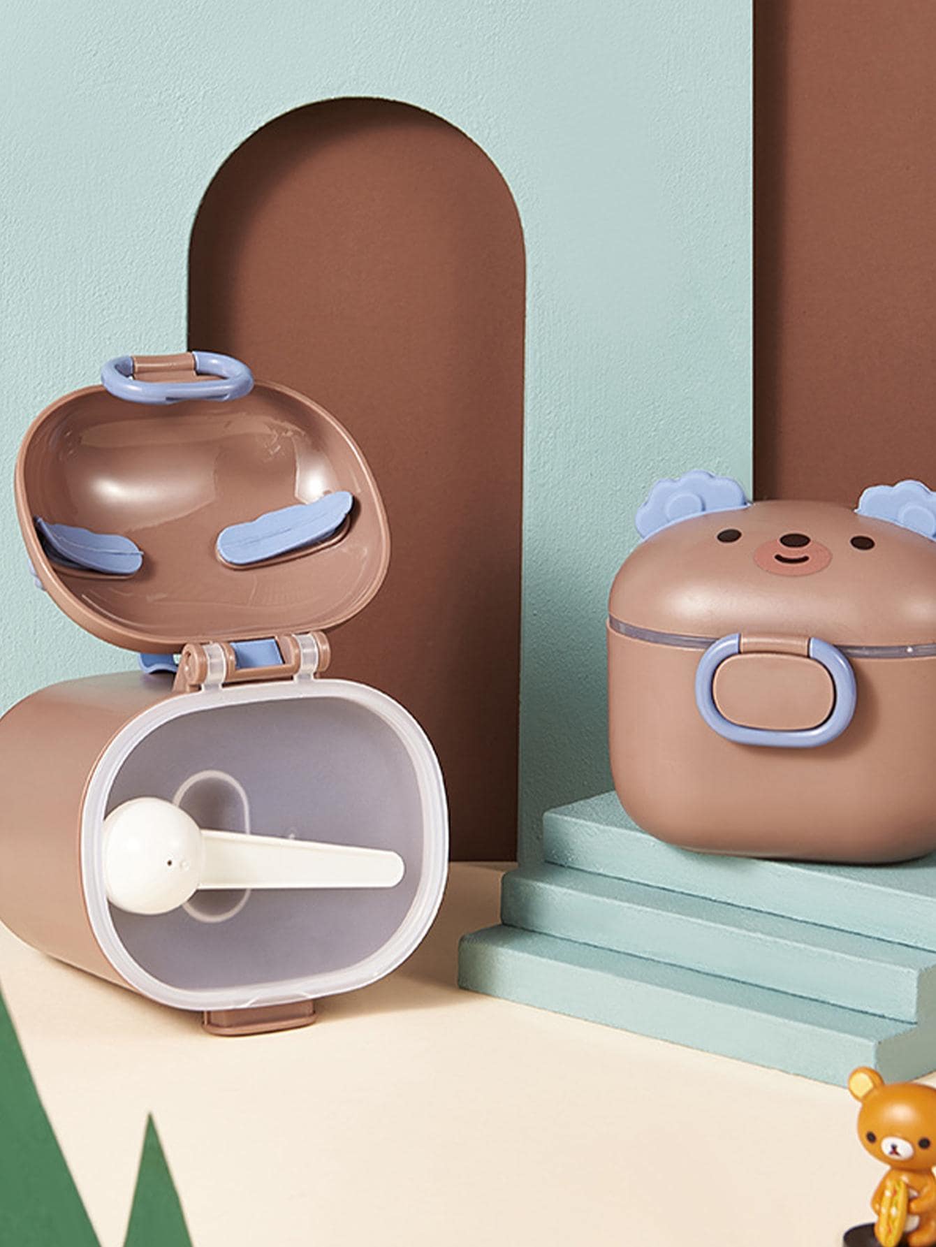 1pc Portable Medicine Storage Box, Brown PP Cute Milk Powder Storage Box For Household - Brown - View 1