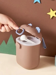 1pc Portable Medicine Storage Box, Brown PP Cute Milk Powder Storage Box For Household - Brown - View 4