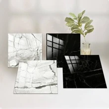10pcs/set PVC Floor Sticker, Nordic Marble Pattern Removable Peel Stick Floor Tile For Living Room - Multicolor - View 4