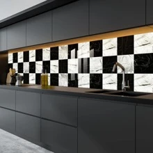 10pcs/set PVC Floor Sticker, Nordic Marble Pattern Removable Peel Stick Floor Tile For Living Room - Multicolor - View 6