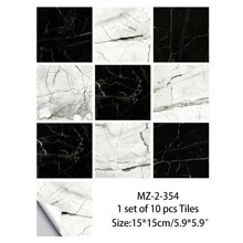 10pcs/set PVC Floor Sticker, Nordic Marble Pattern Removable Peel Stick Floor Tile For Living Room - Multicolor - View 8