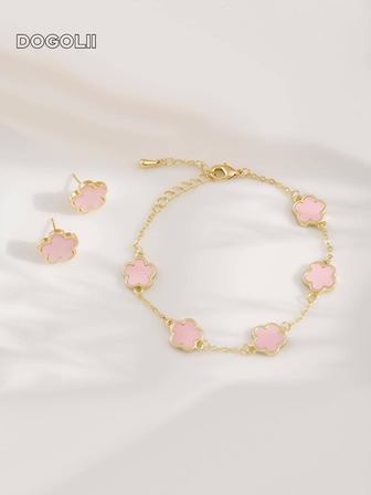 3pcs/set Fashion Flower Decor Jewelry Set For Women For Gift