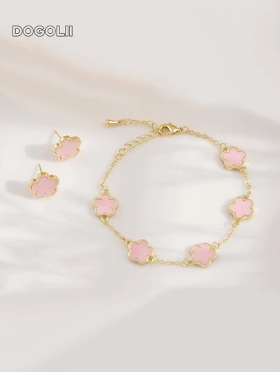 3入組/套時尚花朵裝飾首飾套裝適合女士適用於禮品