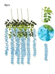 4入組擬真花藍色的浪漫花花環適合派對 - 藍色 - 查看 1