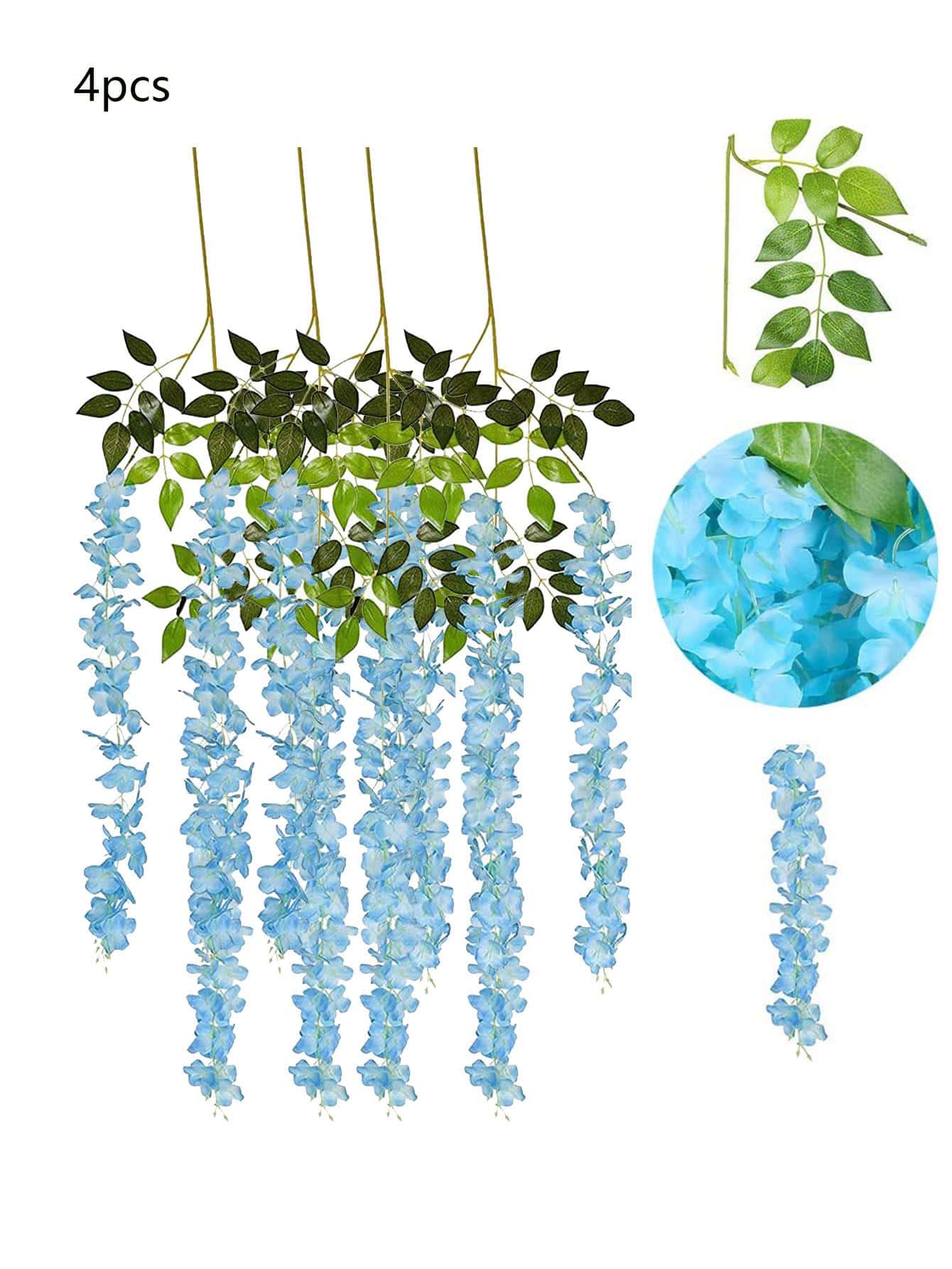 4入組擬真花藍色的浪漫花花環適合派對 - 藍色 - 查看 1