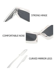1pc New European & American Futuristic Tech-Inspired Fashion Glasses Y2K - Clear - View 4