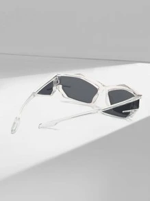 1pc New European & American Futuristic Tech-Inspired Fashion Glasses Y2K - Clear - View 3