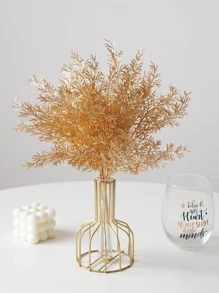 1bunch 13.8inch Artificial Rime, Golden Long Stem Artificial Plant For Wedding Party, Home Table Decor,Fake Plants,Fall Decor,Room,Desk,Garden Decor,Room Decoration Stuff Gifts Birthday Graduation Home Decor Back To School School Supplies - Gold - View 1
