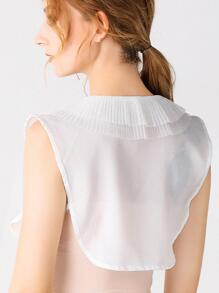 1入組女士百褶細節時尚假領子適用於衣服裝飾用品 - 白色 - 查看 6