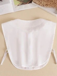 1入組女士百褶細節時尚假領子適用於衣服裝飾用品 - 白色 - 查看 3