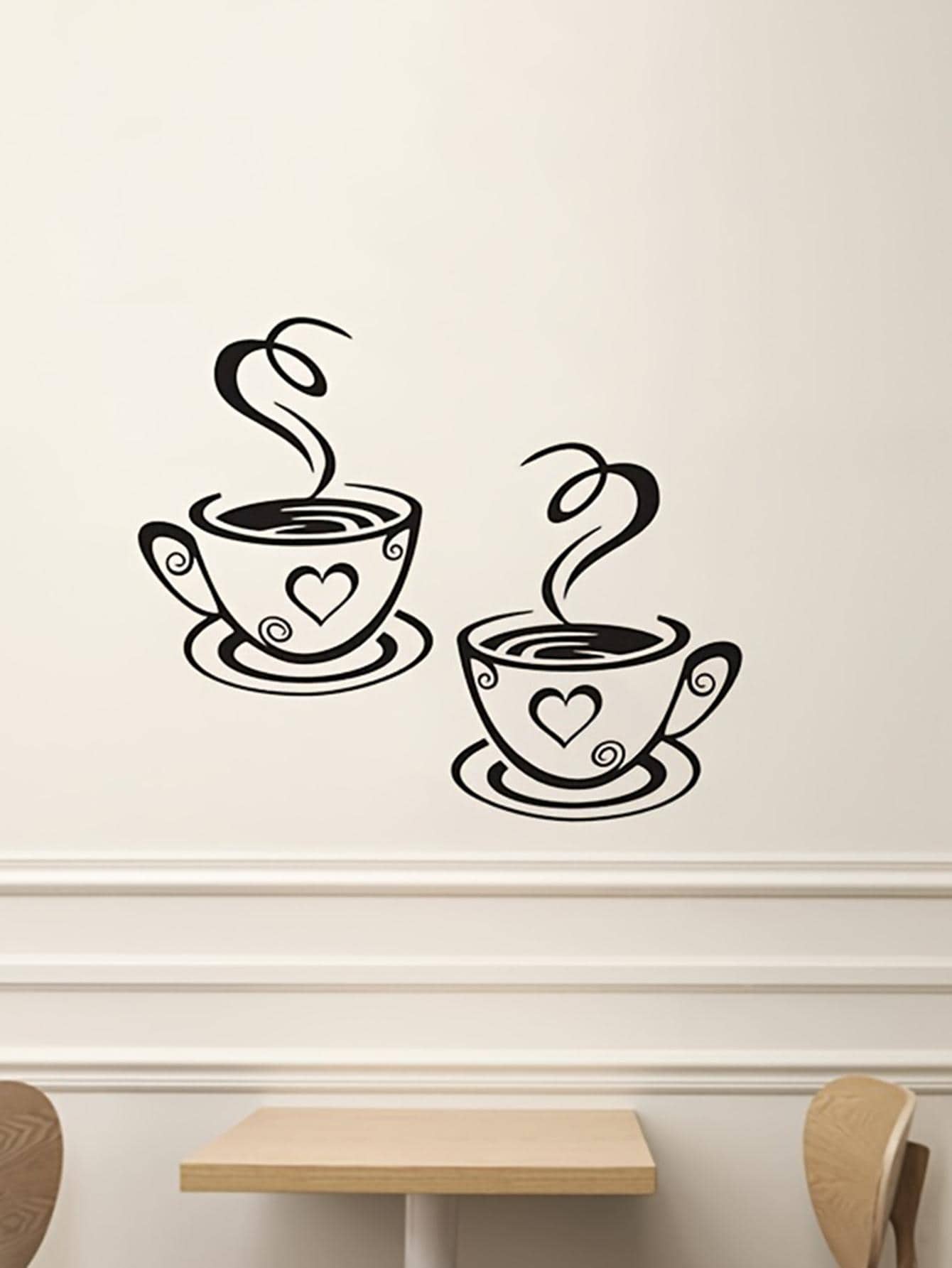 1 Cà Phê Hoa Văn Dán Tường, PVC Đen Đơn Giản Trang Trí Nhà Ý Tưởng Decal Dán Tường - màu đen - Xem 1