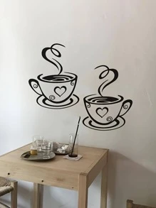1 Cà Phê Hoa Văn Dán Tường, PVC Đen Đơn Giản Trang Trí Nhà Ý Tưởng Decal Dán Tường - màu đen - Xem 5