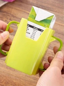1pc Solid Color Portable Milk Storage Box, Green PP Handheld Storage Cup For Household - Green - View 2