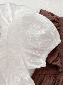 Bebé 1 pieza Body ribete con fruncido schiffy - Blanco - Ver 3