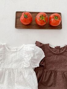 Bebé 1 pieza Body ribete con fruncido schiffy - Blanco - Ver 6