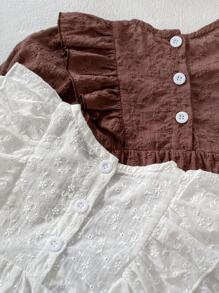 Bebé 1 pieza Body ribete con fruncido schiffy - Blanco - Ver 5