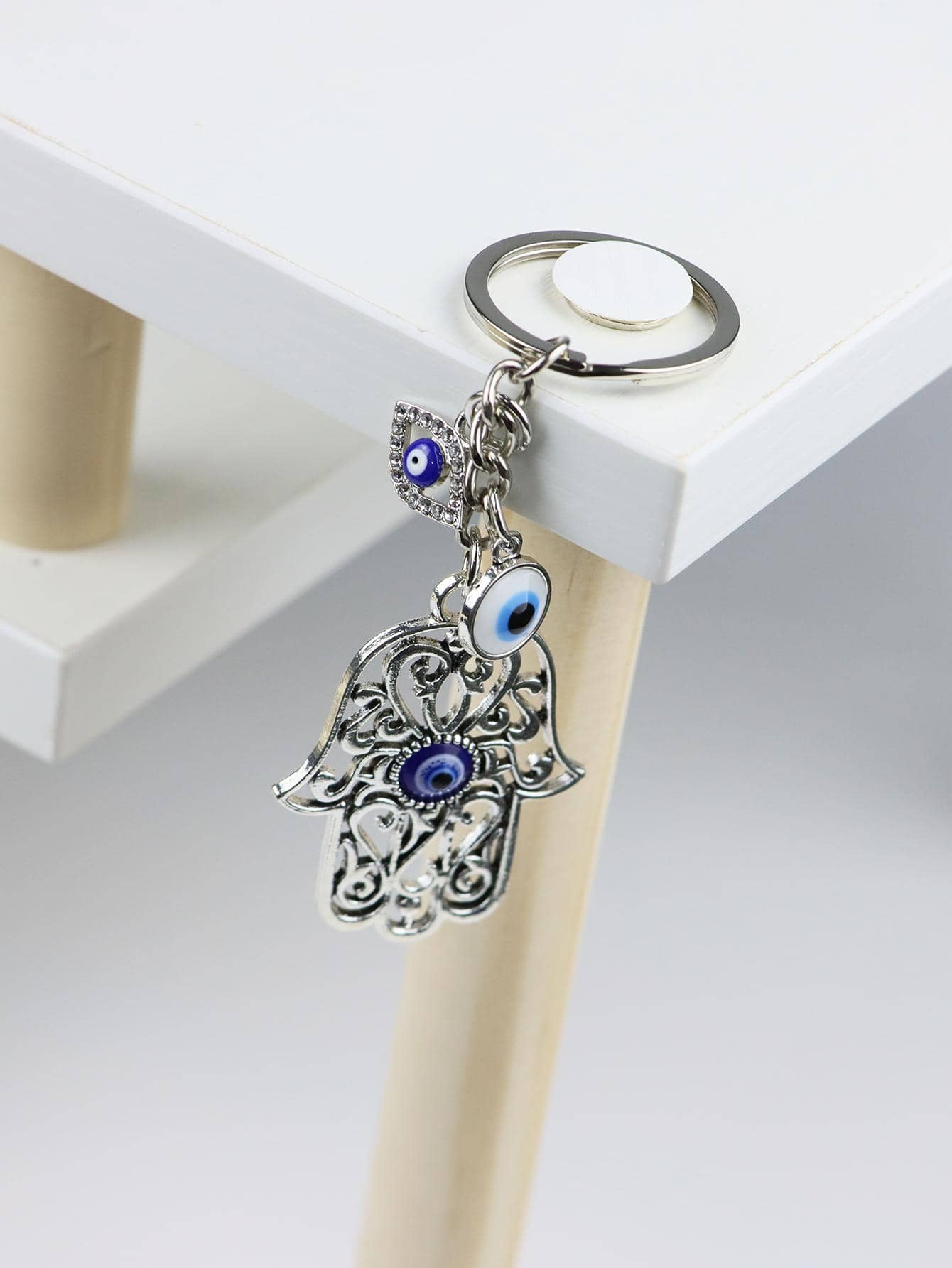 男士法蒂瑪之手和眼睛墜飾鑰匙圈 - 彩色 - 查看 1